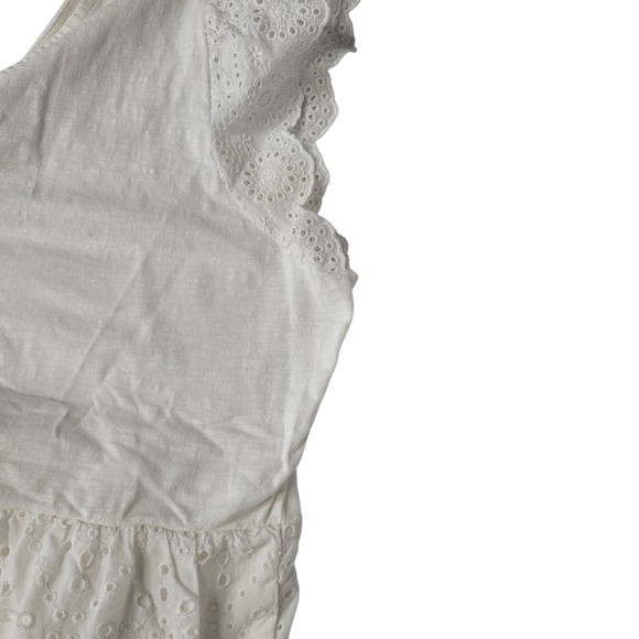 BODEN Broderie Mix Jersey Maxi Dress US 14 White Tiered Frill Sleeve V-Neck - Picture 12 of 14